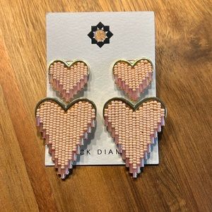 Black Diamond Beaded Heart Earrings